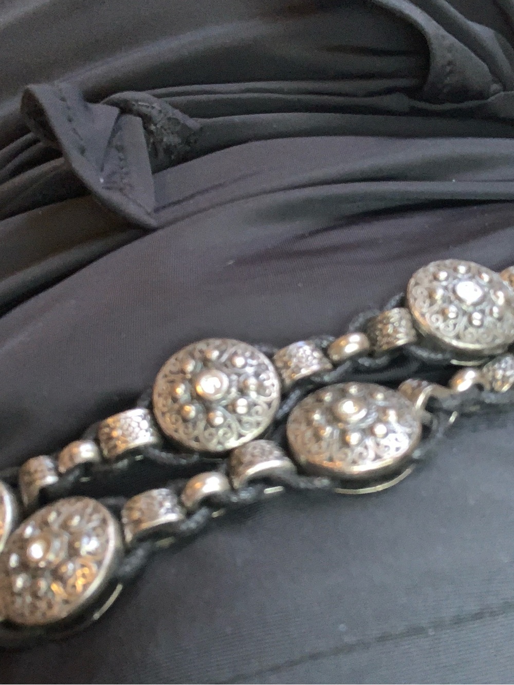 Women’s Silver-Tone Decorative Button Belt